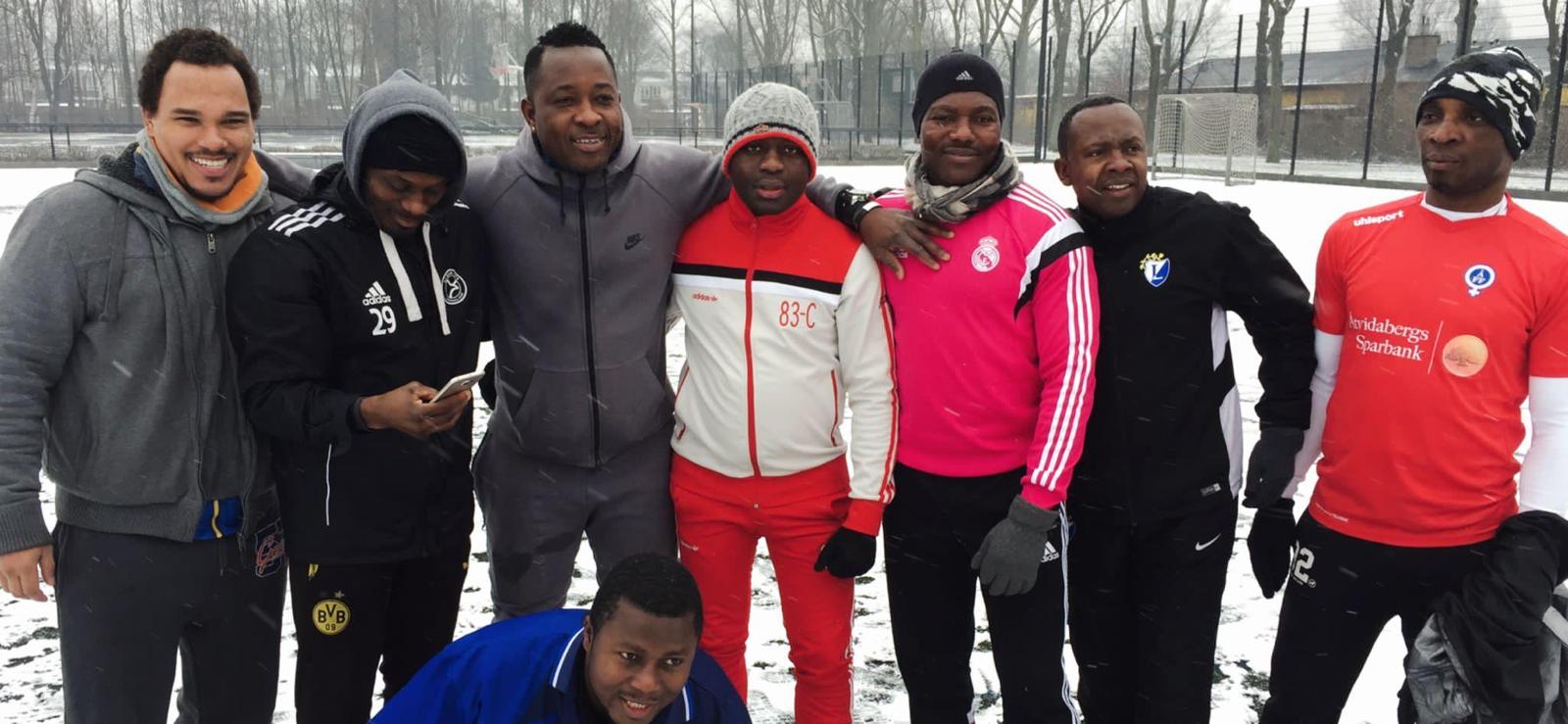 Community sports team gathering